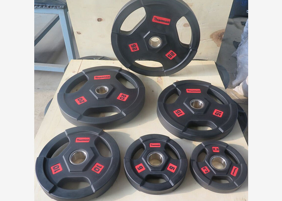 Schwarze PU-Gummibarbell-Gewichts-Platten/Gewichtheben überzieht 2,5 - 25kgs